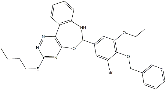 6-[4-(benzyloxy)-3-bromo-5-ethoxyphenyl]-3-(butylsulfanyl)-6,7-dihydro[1,2,4]triazino[5,6-d][3,1]benzoxazepine Struktur