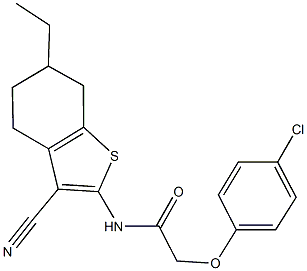 2-(4-chlorophenoxy)-N-(3-cyano-6-ethyl-4,5,6,7-tetrahydro-1-benzothiophen-2-yl)acetamide Struktur