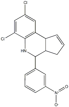 6,8-dichloro-4-{3-nitrophenyl}-3a,4,5,9b-tetrahydro-3H-cyclopenta[c]quinoline Struktur