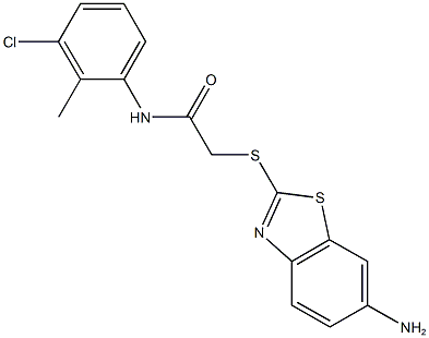 2-[(6-amino-1,3-benzothiazol-2-yl)sulfanyl]-N-(3-chloro-2-methylphenyl)acetamide Struktur