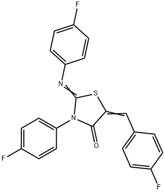 5-(4-fluorobenzylidene)-3-(4-fluorophenyl)-2-[(4-fluorophenyl)imino]-1,3-thiazolidin-4-one Struktur