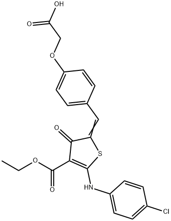 {4-[(5-(4-chloroanilino)-4-(ethoxycarbonyl)-3-oxo-2(3H)-thienylidene)methyl]phenoxy}acetic acid Struktur