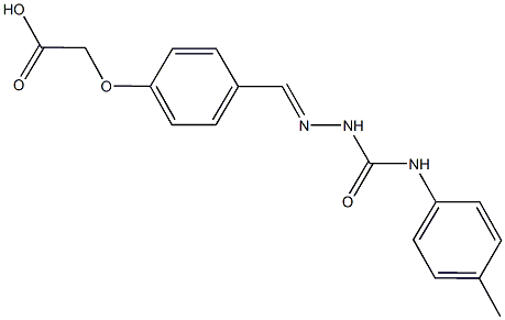 {4-[2-(4-toluidinocarbonyl)carbohydrazonoyl]phenoxy}acetic acid Struktur