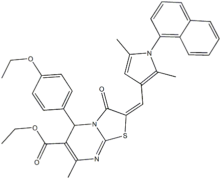 ethyl 2-{[2,5-dimethyl-1-(1-naphthyl)-1H-pyrrol-3-yl]methylene}-5-(4-ethoxyphenyl)-7-methyl-3-oxo-2,3-dihydro-5H-[1,3]thiazolo[3,2-a]pyrimidine-6-carboxylate Struktur