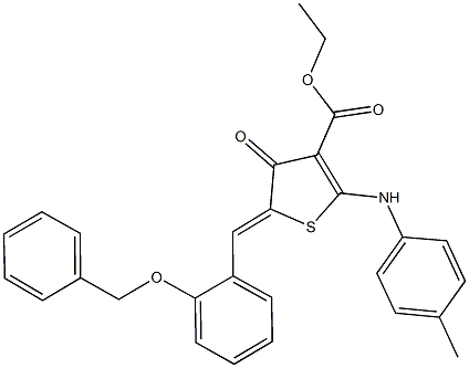 ethyl 5-[2-(benzyloxy)benzylidene]-4-oxo-2-(4-toluidino)-4,5-dihydro-3-thiophenecarboxylate Struktur