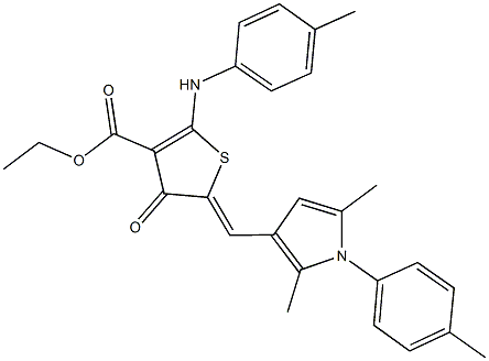 ethyl 5-{[2,5-dimethyl-1-(4-methylphenyl)-1H-pyrrol-3-yl]methylene}-4-oxo-2-(4-toluidino)-4,5-dihydro-3-thiophenecarboxylate Struktur