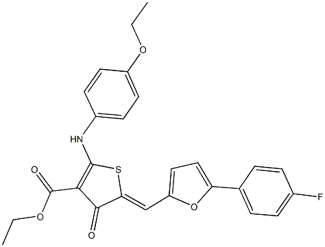 ethyl 2-(4-ethoxyanilino)-5-{[5-(4-fluorophenyl)-2-furyl]methylene}-4-oxo-4,5-dihydro-3-thiophenecarboxylate Struktur