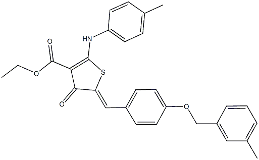 ethyl 5-{4-[(3-methylbenzyl)oxy]benzylidene}-4-oxo-2-(4-toluidino)-4,5-dihydro-3-thiophenecarboxylate Struktur