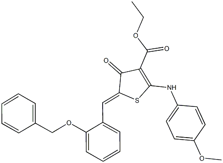 ethyl 5-[2-(benzyloxy)benzylidene]-2-(4-methoxyanilino)-4-oxo-4,5-dihydro-3-thiophenecarboxylate Struktur