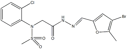 N-(2-{2-[(4-bromo-5-methyl-2-furyl)methylene]hydrazino}-2-oxoethyl)-N-(2-chlorophenyl)methanesulfonamide Struktur