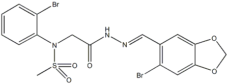 N-(2-{2-[(6-bromo-1,3-benzodioxol-5-yl)methylene]hydrazino}-2-oxoethyl)-N-(2-bromophenyl)methanesulfonamide Struktur