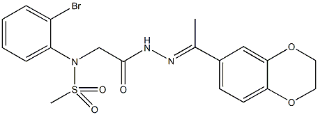 N-(2-bromophenyl)-N-(2-{2-[1-(2,3-dihydro-1,4-benzodioxin-6-yl)ethylidene]hydrazino}-2-oxoethyl)methanesulfonamide Struktur