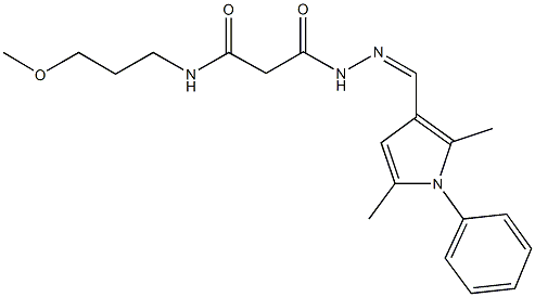 3-{2-[(2,5-dimethyl-1-phenyl-1H-pyrrol-3-yl)methylene]hydrazino}-N-(3-methoxypropyl)-3-oxopropanamide Struktur