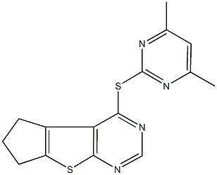 4-[(4,6-dimethyl-2-pyrimidinyl)sulfanyl]-6,7-dihydro-5H-cyclopenta[4,5]thieno[2,3-d]pyrimidine Struktur