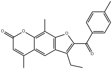 3-ethyl-5,9-dimethyl-2-(4-methylbenzoyl)-7H-furo[3,2-g]chromen-7-one Struktur