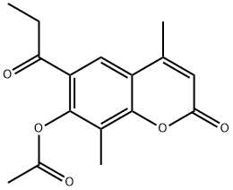 4,8-dimethyl-2-oxo-6-propionyl-2H-chromen-7-yl acetate Struktur