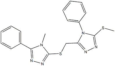 3-{[(4-methyl-5-phenyl-4H-1,2,4-triazol-3-yl)sulfanyl]methyl}-5-(methylsulfanyl)-4-phenyl-4H-1,2,4-triazole Struktur