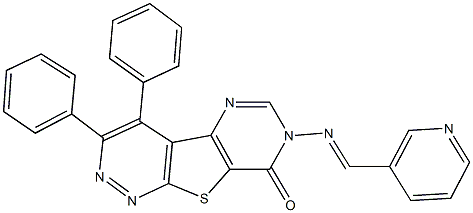 3,4-diphenyl-7-[(3-pyridinylmethylene)amino]pyrimido[4',5':4,5]thieno[2,3-c]pyridazin-8(7H)-one Struktur