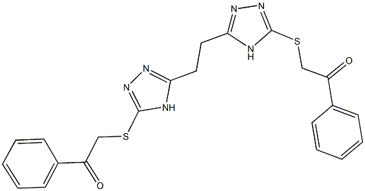 2-{[5-(2-{5-[(2-oxo-2-phenylethyl)sulfanyl]-4H-1,2,4-triazol-3-yl}ethyl)-4H-1,2,4-triazol-3-yl]sulfanyl}-1-phenylethanone Struktur