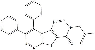 7-(2-oxopropyl)-3,4-diphenylpyrimido[4',5':4,5]thieno[2,3-c]pyridazin-8(7H)-one Struktur