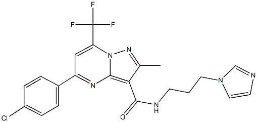 5-(4-chlorophenyl)-N-[3-(1H-imidazol-1-yl)propyl]-2-methyl-7-(trifluoromethyl)pyrazolo[1,5-a]pyrimidine-3-carboxamide Struktur