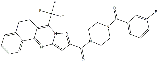 10-{[4-(3-fluorobenzoyl)-1-piperazinyl]carbonyl}-7-(trifluoromethyl)-5,6-dihydrobenzo[h]pyrazolo[5,1-b]quinazoline Struktur