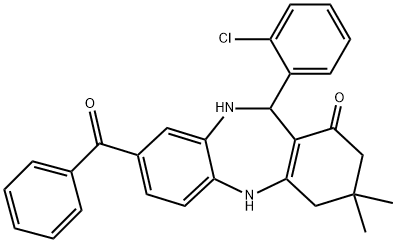 8-benzoyl-11-(2-chlorophenyl)-3,3-dimethyl-2,3,4,5,10,11-hexahydro-1H-dibenzo[b,e][1,4]diazepin-1-one Struktur