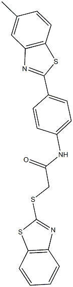 2-(1,3-benzothiazol-2-ylsulfanyl)-N-[4-(5-methyl-1,3-benzothiazol-2-yl)phenyl]acetamide Struktur