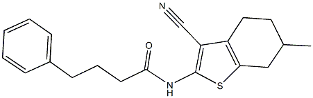 N-(3-cyano-6-methyl-4,5,6,7-tetrahydro-1-benzothien-2-yl)-4-phenylbutanamide Struktur