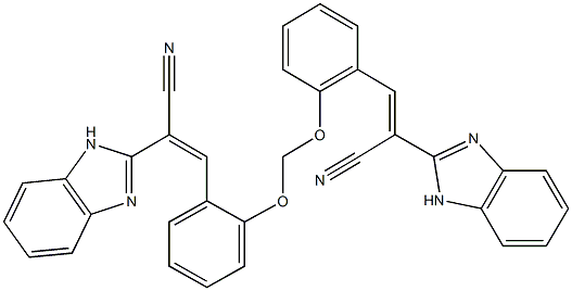 2-(1H-benzimidazol-2-yl)-3-[2-({2-[2-(1H-benzimidazol-2-yl)-2-cyanovinyl]phenoxy}methoxy)phenyl]acrylonitrile Struktur