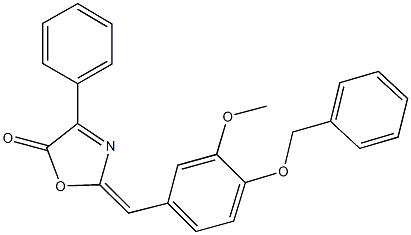 2-[4-(benzyloxy)-3-methoxybenzylidene]-4-phenyl-1,3-oxazol-5(2H)-one Struktur