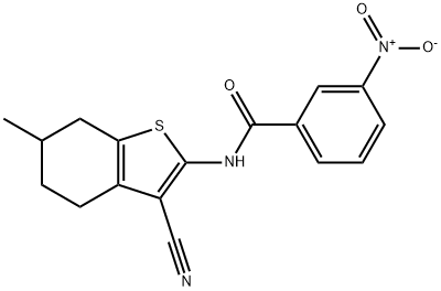 N-(3-cyano-6-methyl-4,5,6,7-tetrahydro-1-benzothien-2-yl)-3-nitrobenzamide Struktur