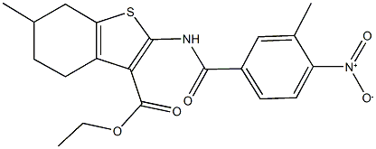 ethyl 2-({4-nitro-3-methylbenzoyl}amino)-6-methyl-4,5,6,7-tetrahydro-1-benzothiophene-3-carboxylate Struktur