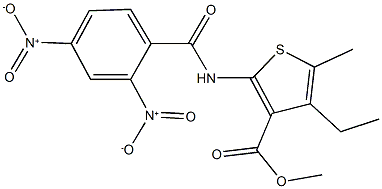 methyl 2-({2,4-bisnitrobenzoyl}amino)-4-ethyl-5-methyl-3-thiophenecarboxylate Struktur