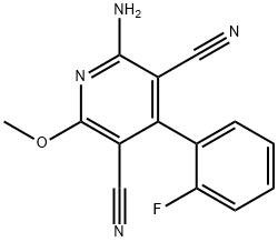 2-amino-4-(2-fluorophenyl)-6-methoxy-3,5-pyridinedicarbonitrile Struktur