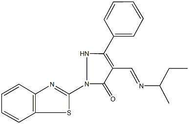 2-(1,3-benzothiazol-2-yl)-4-[(sec-butylimino)methyl]-5-phenyl-1,2-dihydro-3H-pyrazol-3-one Struktur