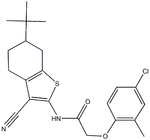 N-(6-tert-butyl-3-cyano-4,5,6,7-tetrahydro-1-benzothien-2-yl)-2-(4-chloro-2-methylphenoxy)acetamide Struktur