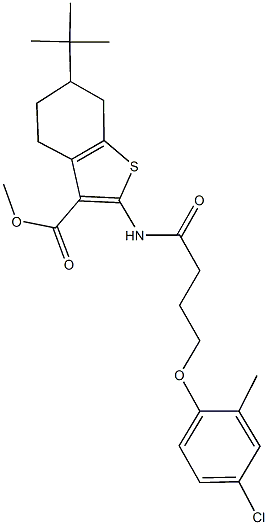 methyl 6-tert-butyl-2-{[4-(4-chloro-2-methylphenoxy)butanoyl]amino}-4,5,6,7-tetrahydro-1-benzothiophene-3-carboxylate Struktur