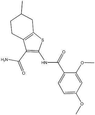 2-[(2,4-dimethoxybenzoyl)amino]-6-methyl-4,5,6,7-tetrahydro-1-benzothiophene-3-carboxamide Struktur