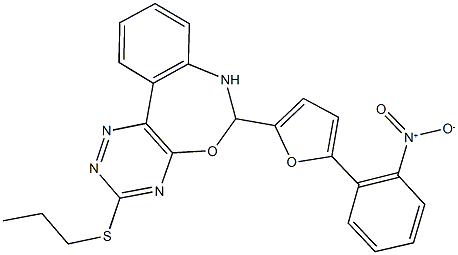 6-(5-{2-nitrophenyl}-2-furyl)-3-(propylsulfanyl)-6,7-dihydro[1,2,4]triazino[5,6-d][3,1]benzoxazepine Struktur