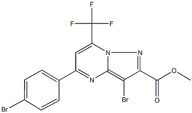 methyl 3-bromo-5-(4-bromophenyl)-7-(trifluoromethyl)pyrazolo[1,5-a]pyrimidine-2-carboxylate Struktur