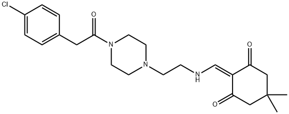 2-{[(2-{4-[(4-chlorophenyl)acetyl]-1-piperazinyl}ethyl)amino]methylene}-5,5-dimethyl-1,3-cyclohexanedione Struktur