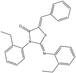 5-benzylidene-3-(2-ethylphenyl)-2-[(2-ethylphenyl)imino]-1,3-thiazolidin-4-one Struktur