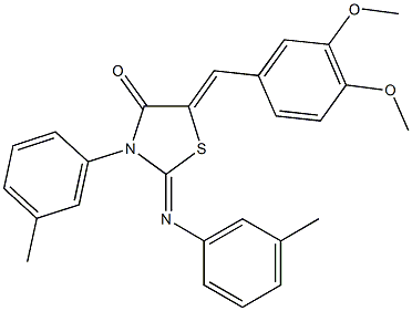 5-(3,4-dimethoxybenzylidene)-3-(3-methylphenyl)-2-[(3-methylphenyl)imino]-1,3-thiazolidin-4-one Struktur