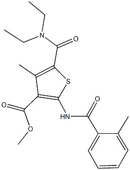 methyl 5-[(diethylamino)carbonyl]-4-methyl-2-[(2-methylbenzoyl)amino]-3-thiophenecarboxylate Struktur