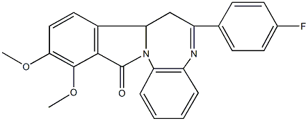 6-(4-fluorophenyl)-10,11-dimethoxy-7,7a-dihydro-12H-isoindolo[2,1-a][1,5]benzodiazepin-12-one Struktur