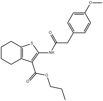 propyl 2-{[(4-methoxyphenyl)acetyl]amino}-4,5,6,7-tetrahydro-1-benzothiophene-3-carboxylate Struktur