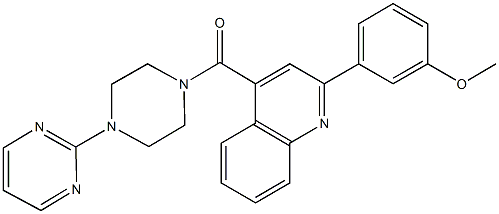 methyl 3-(4-{[4-(2-pyrimidinyl)-1-piperazinyl]carbonyl}-2-quinolinyl)phenyl ether Struktur