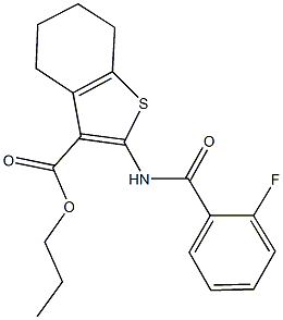 propyl 2-[(2-fluorobenzoyl)amino]-4,5,6,7-tetrahydro-1-benzothiophene-3-carboxylate Struktur