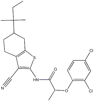 N-[3-cyano-6-(tert-pentyl)-4,5,6,7-tetrahydro-1-benzothiophen-2-yl]-2-(2,4-dichlorophenoxy)propanamide Struktur